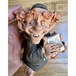 Vtg clay art DENIS Israeli Jewish artist sculpture figurine